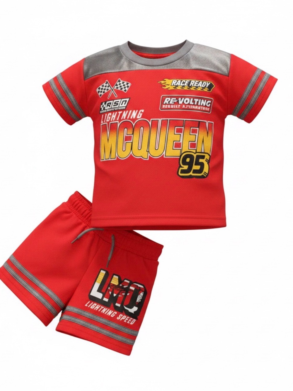 Lightning McQueen Red Kids Tee & Shorts Matching Set